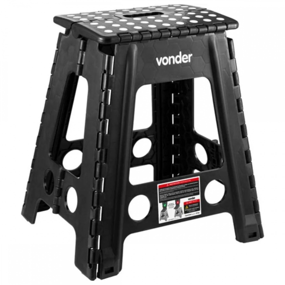 Banqueta Banquinho De Plástico Dobrável 45cm 150kg Com Alça
