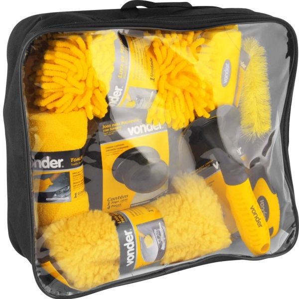 Kit Lavagem Automotiva 10 Peças Escova Luva Esponja Completo