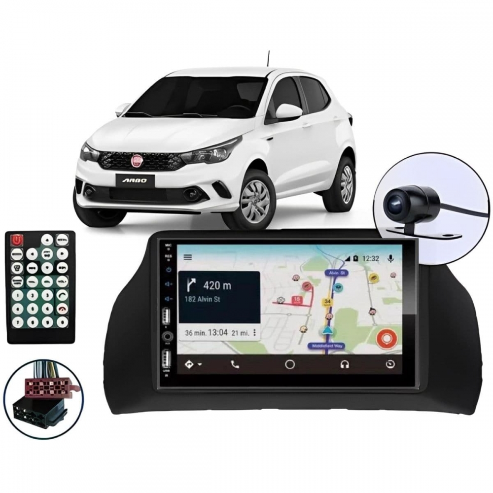 Central Multimídia Carplay Android Fiat Argo Moldura + Câmera
