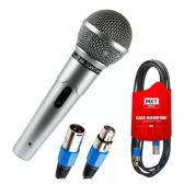 Microfone Profissional LeSon Mc200 Prata Festa Evento Prateado