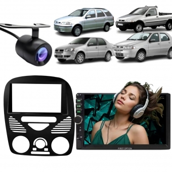 Central Multimídia 2 Din Mp5 Palio G3 Câmera Moldura PT