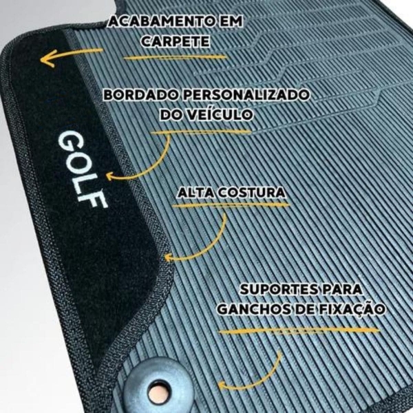 Kit Tapete Emborrachado Golf 1999 até 2011 3 Peças