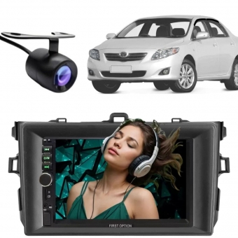 Central Multimídia 2 Din Mp5 Toyota Corolla Câmera Moldura