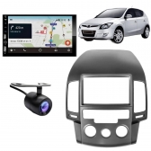 Central Multimídia Carplay Android I30 Moldura + Câmera PT