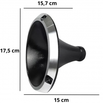 Corneta Cone Curto Rosca Bocal Alumínio Preta HL 14-25 Som