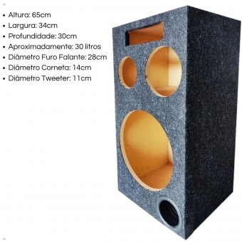 Caixa Trio Bob Som Automotivo Vazia Pra Falante 12 Polegadas