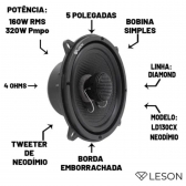 Par Alto Falantes 5 Pol Coaxial Tweeter Neodímio 320w Leson