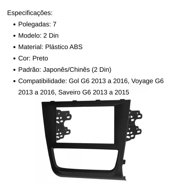 Central Multimídia 2 Din Mp5 Voyage G6 Câmera Moldura Tela PT