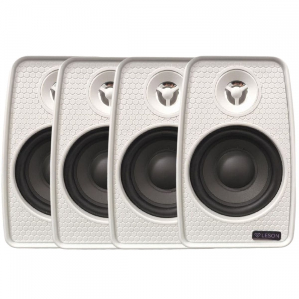 Kit Sonorização Ambiente 4 Caixas Le Son 70W 8ohms Branco