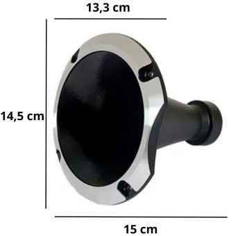 Corneta Cone Curto Rosca Bocal Alumínio Preta HL 11-25 Som