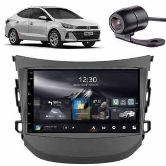 Central Multimidia Android Auto HB20 Moldura + Câm Preto