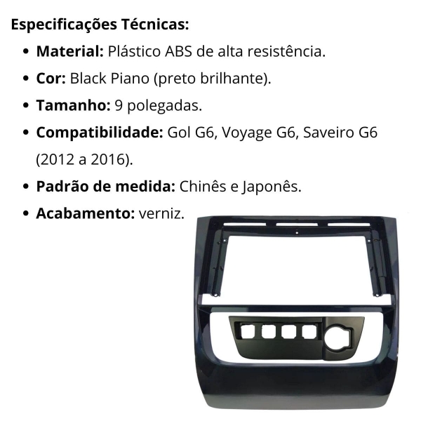 Central Multimídia Android 2 Din Voyage G6 Moldura 9