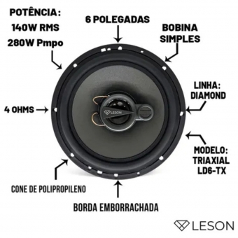 Kit 4 Alto Falantes Leson Triaxial Com Arandela Som Ambiente