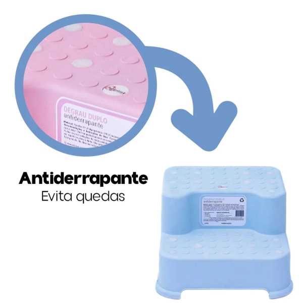 Escada Infantil 2 Degraus Antiderrapante para Vaso Pia Azul
