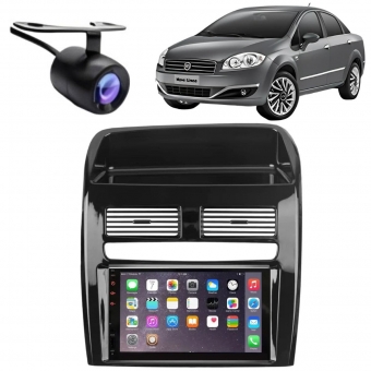 Central Multimídia 2 Din Mp5 Fiat Linea Câmera Moldura Tela BP