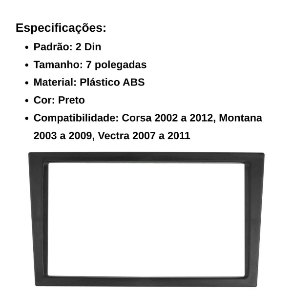 Central Multimídia 2 Din Mp5 Vectra Câmera Moldura