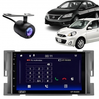Central Multimidia Android Auto Nissan March Moldura + Câm Preto