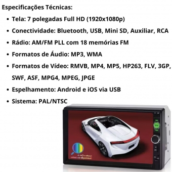 Central Multimídia 2 Din Mp5 Fiat Bravo Câmera Moldura PT Fosco