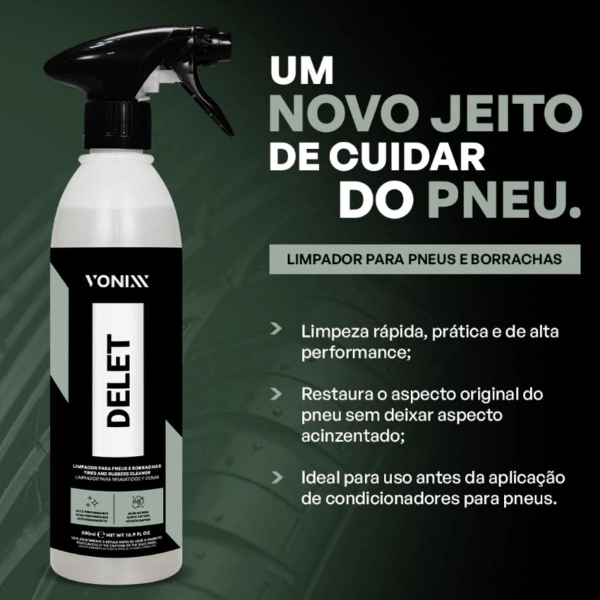 Delet Vonixx Limpador Para Pneus E Borrachas 500ml + Pincel