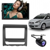 Central Multimídia 2 Din Mp5 Fiat Idea Câmera Moldura PT