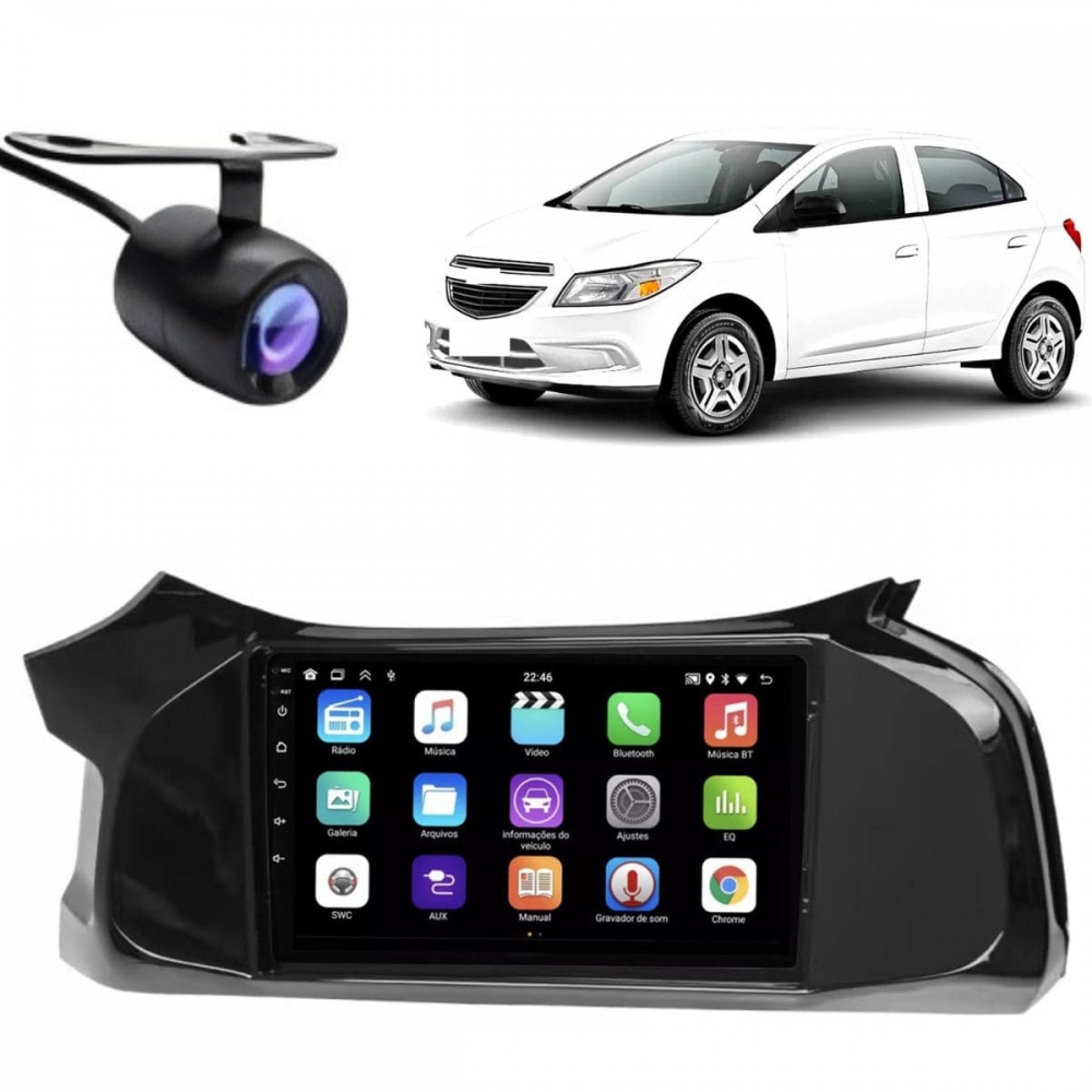 Multimídia Android Carplay 9p 2+32Gb Quadcore Onix Bt Gps Yt