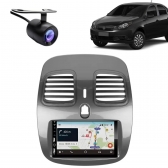 Central Multimídia Carplay Android Grand Siena Moldura + Câmera Grafite
