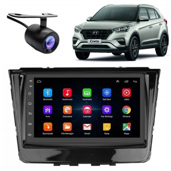 Central Multimidia Android Auto Hyundai Creta Moldura + Câm BP