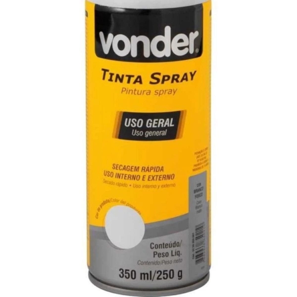 Tinta Spray Branco Fosco 350ml Uso Geral Vonder Pintura