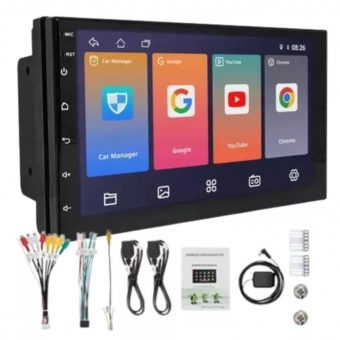 Central Multimidia Android Auto Fiat Palio Moldura + Câm Preto