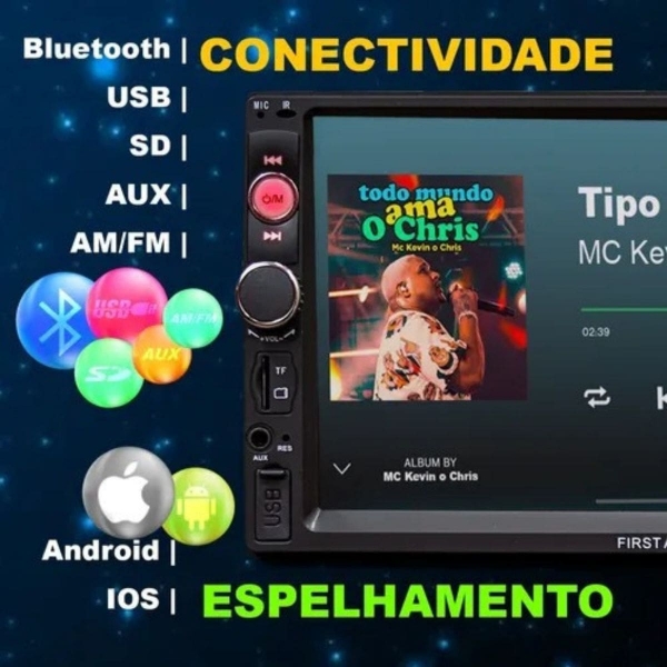 Central Multimídia 2 Din Mp5 Fiat Palio G1 Câmera Moldura