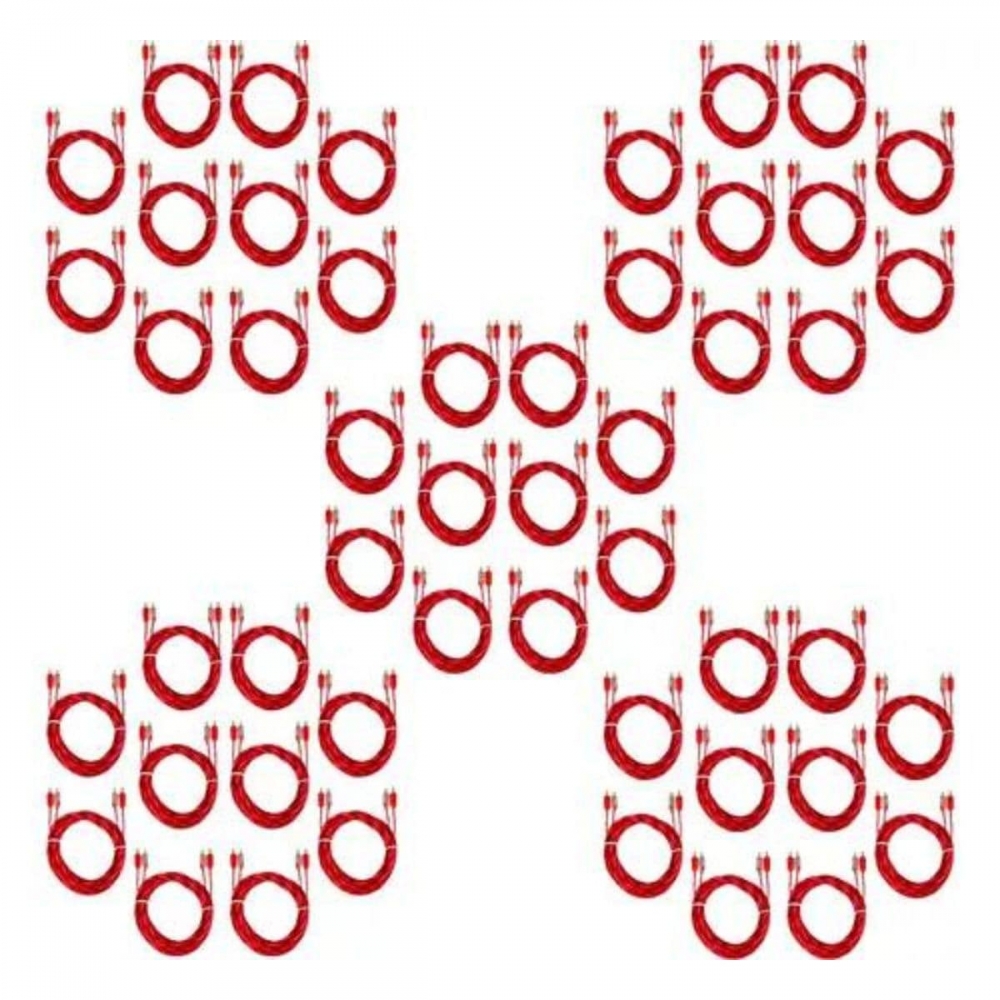Kit 50 Cabos Rca Injetado Vermelho 1 Metro Cristal Matte