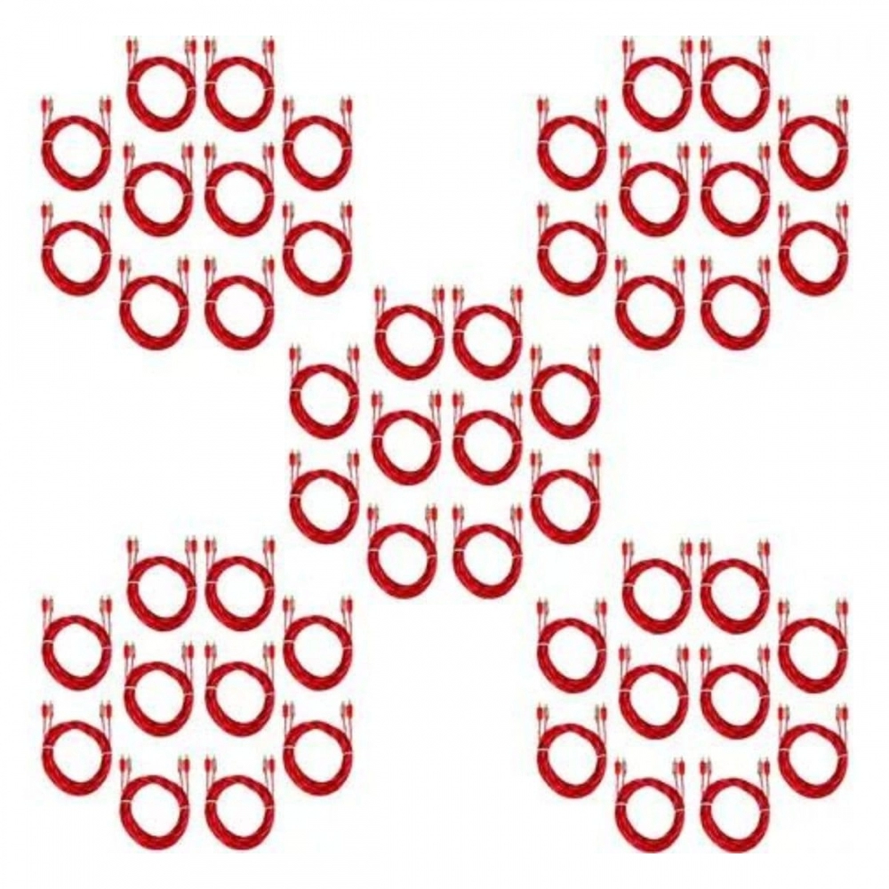 Kit 50 Cabos Rca Injetado Vermelho 1 Metro Cristal Matte