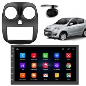 Central Multimidia Android Auto Palio Atractive Moldura + Câm Preto
