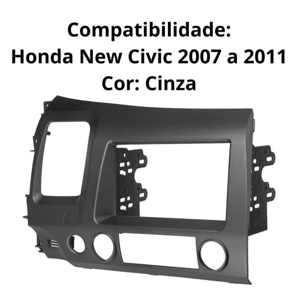 Central Multimidia Android Auto New Civic Moldura + Câm Cinza