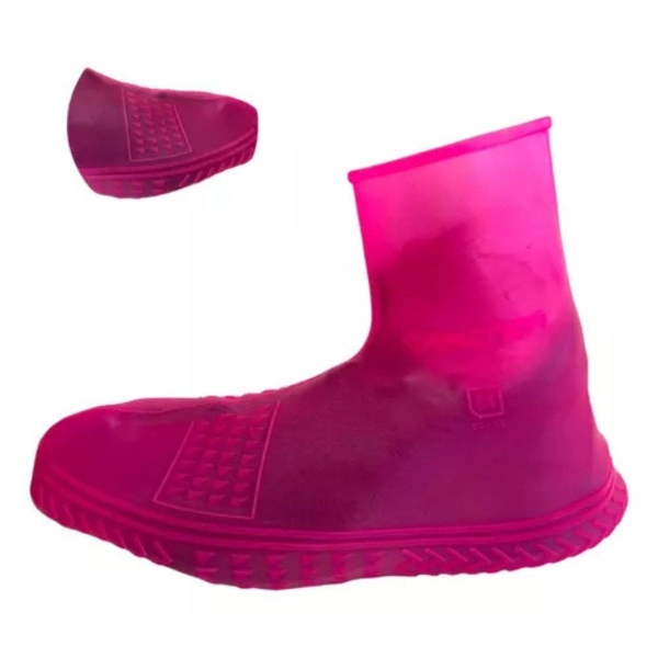Capa Sapato Impermeável Silicone Tênis Chuva Motoboy Rosa - M