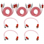 Kit 3 Cabos Rca Dupla Blindagem Injetado 1mt + 4 Rca Y 2m1f