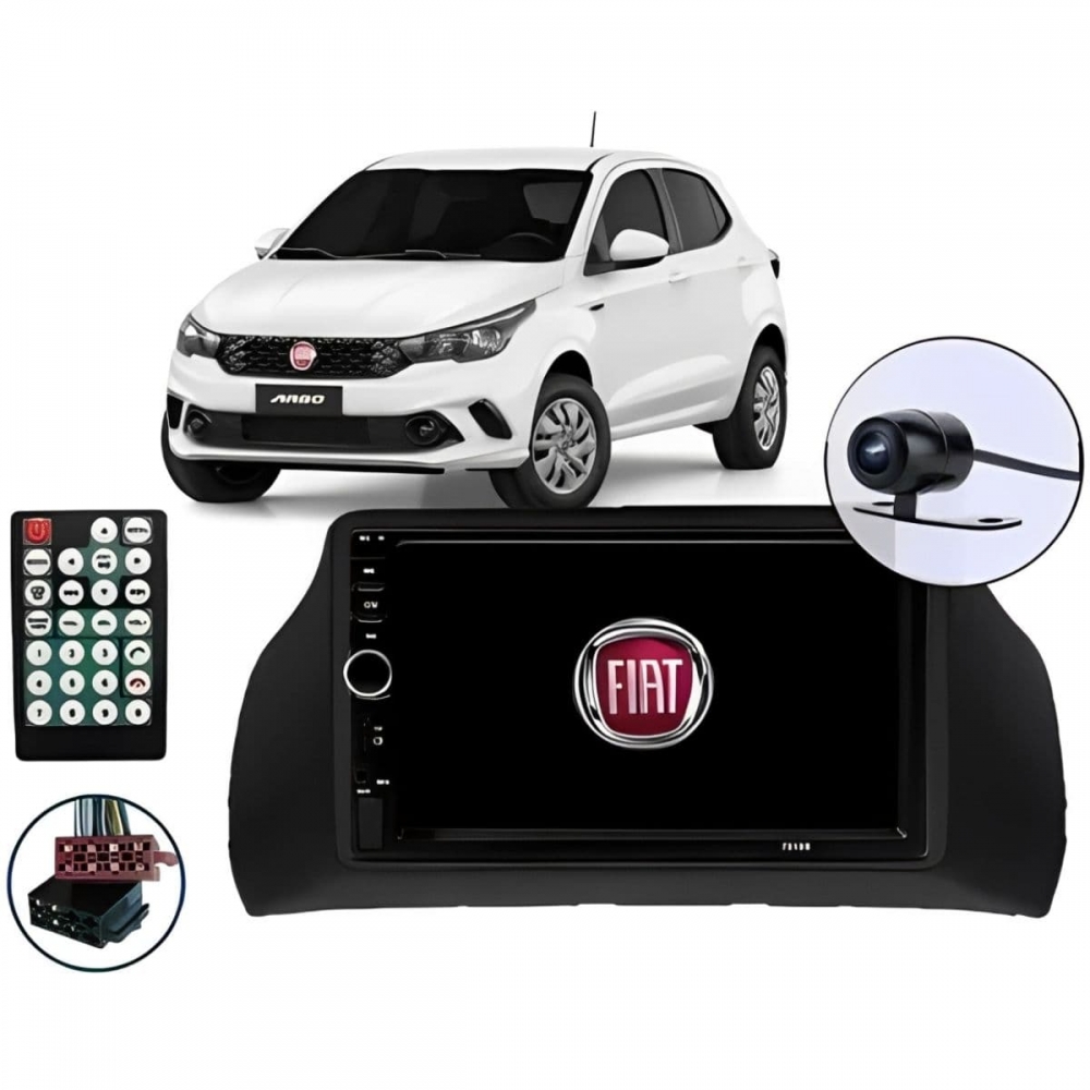 Central Multimídia 2 Din Mp5 Fiat Argo Câmera Moldura