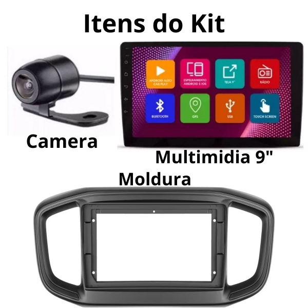 Multimídia Android Carplay 9p 2+32Gb Quadcore Strada Gps Bt