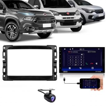 Central Multimidia Android Auto Fiat Mobi Moldura + Câm BP