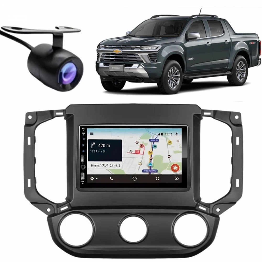 Central Multimídia Carplay Android S10 Moldura + Câmera PT