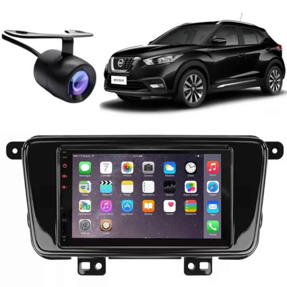 Central Multimídia 2 Din Mp5 Nissan Kicks Câmera Moldura Tela BP
