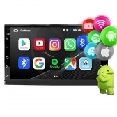Central Multimidia Android Auto Fiat Strada G1 Moldura + Câm Preto Fosco