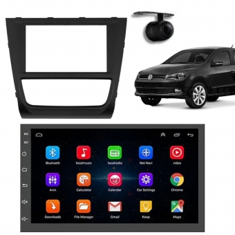 Central Multimidia Android Auto Saveiro G6 Moldura + Câm Preto