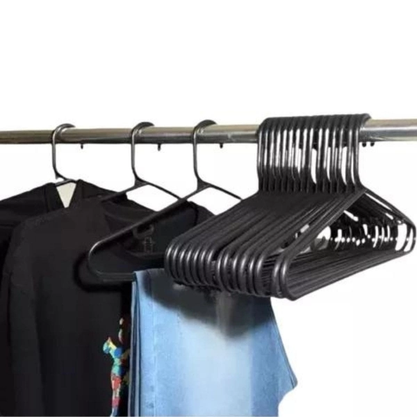 Kit 100 Cabides Preto 8mm Adulto Reforçado Para Roupas