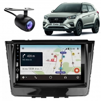 Central Multimídia Carplay Android Creta Moldura + Câmera BP