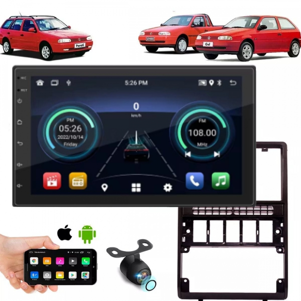 Central Multimídia Android Auto 2 Din Parati G2 Câmera Ré Preto