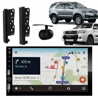 Central Multimídia Carplay Android Hilux SW4 Moldura + Câmera