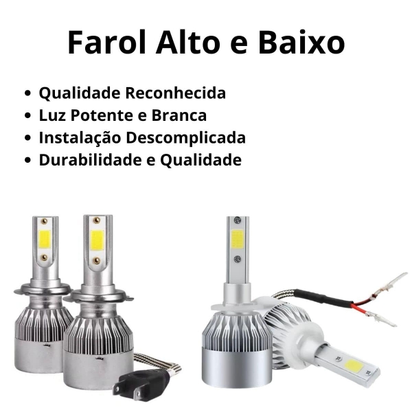 Kit Lâmpadas Led GM VW Mitsubishi Farol Alto Baixo e Milha