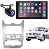 Central Multimídia 2 Din Mp5 Renault Sandero Câmera Moldura Tela Prata
