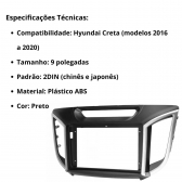 Central Multimídia Android 2 Din Hyundai Creta Moldura 9